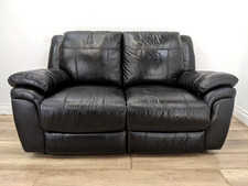 SOFA Electric Recliner 2 Seater Black Leather Padded Arms FREE DELIVERY