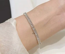 Anniversary Classy Surprise Gift 4 Him Cubic Zirconia Tennis Bracelet 925 Silver