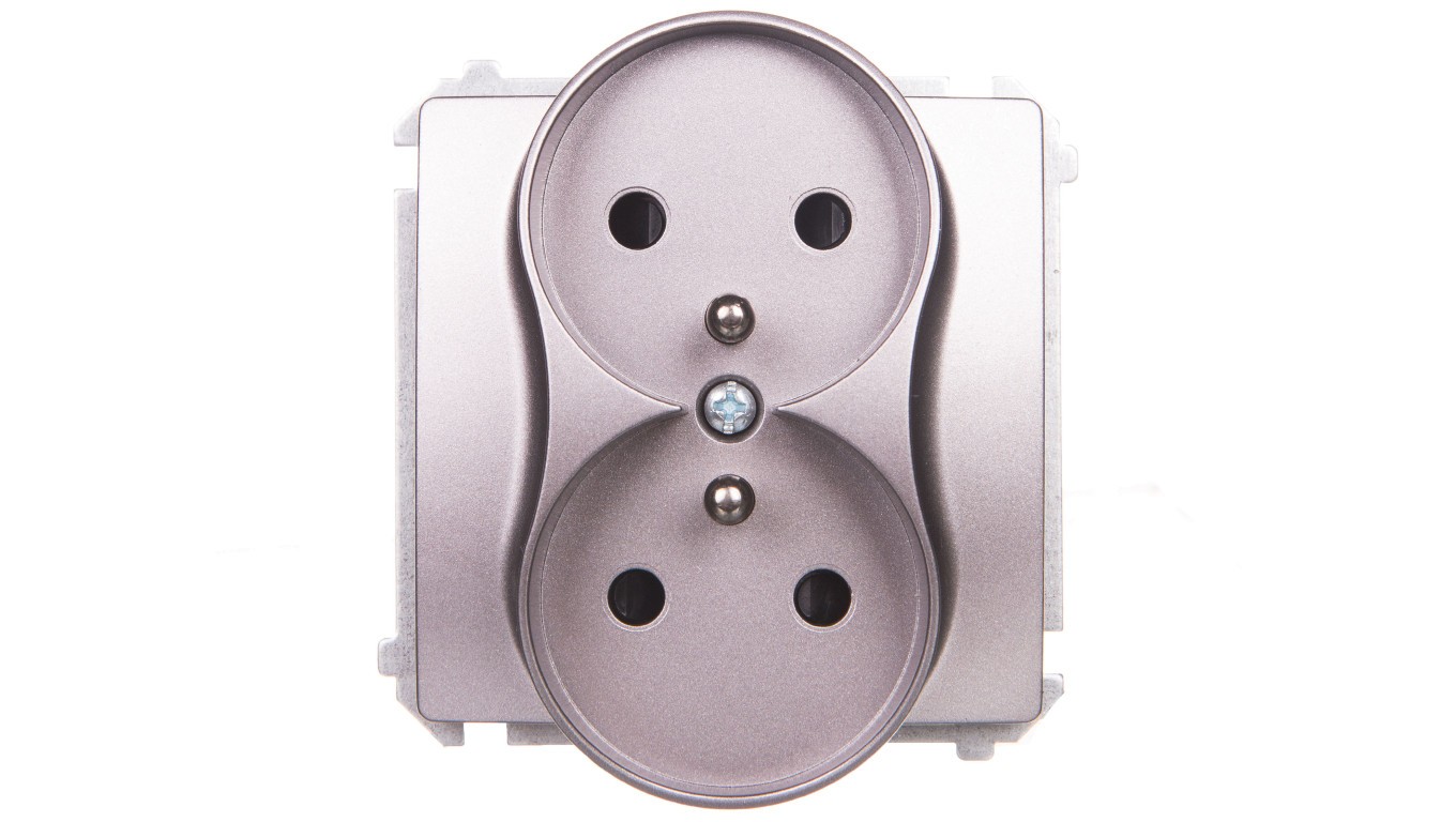 Double Socket with/u 16A, 250V Simon Basic Steel BMGZ2MZ.01/21
