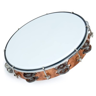 MUSCELL Tambourine for Adults,Hand Held Plastic Tambourines Drum 10'', white 