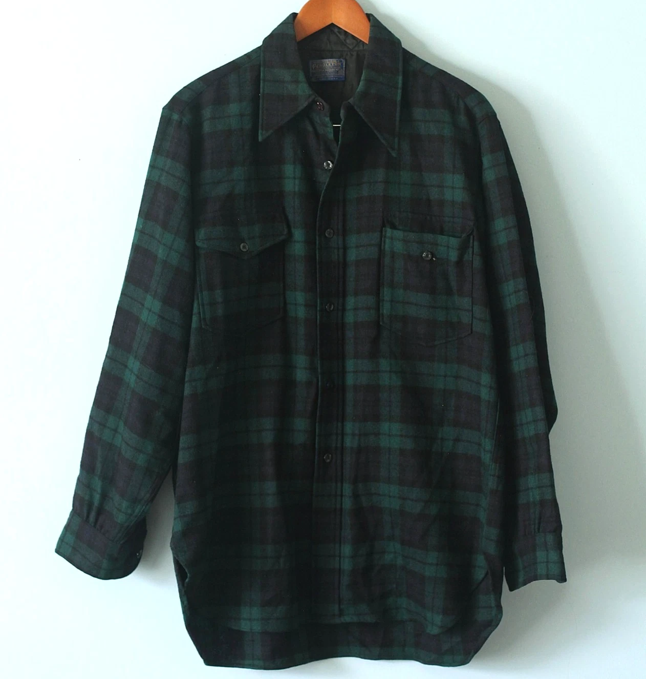 VTG Pendleton Board Shirt Wool Flannel Green Plaid Size 16 1/2 Lined Sleeve USA
Opens in a new windo