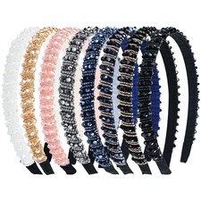 Lawie 8 Pack Baroque Hairbands Crystal Rhinestone Headband Beads Diamond Jeweled