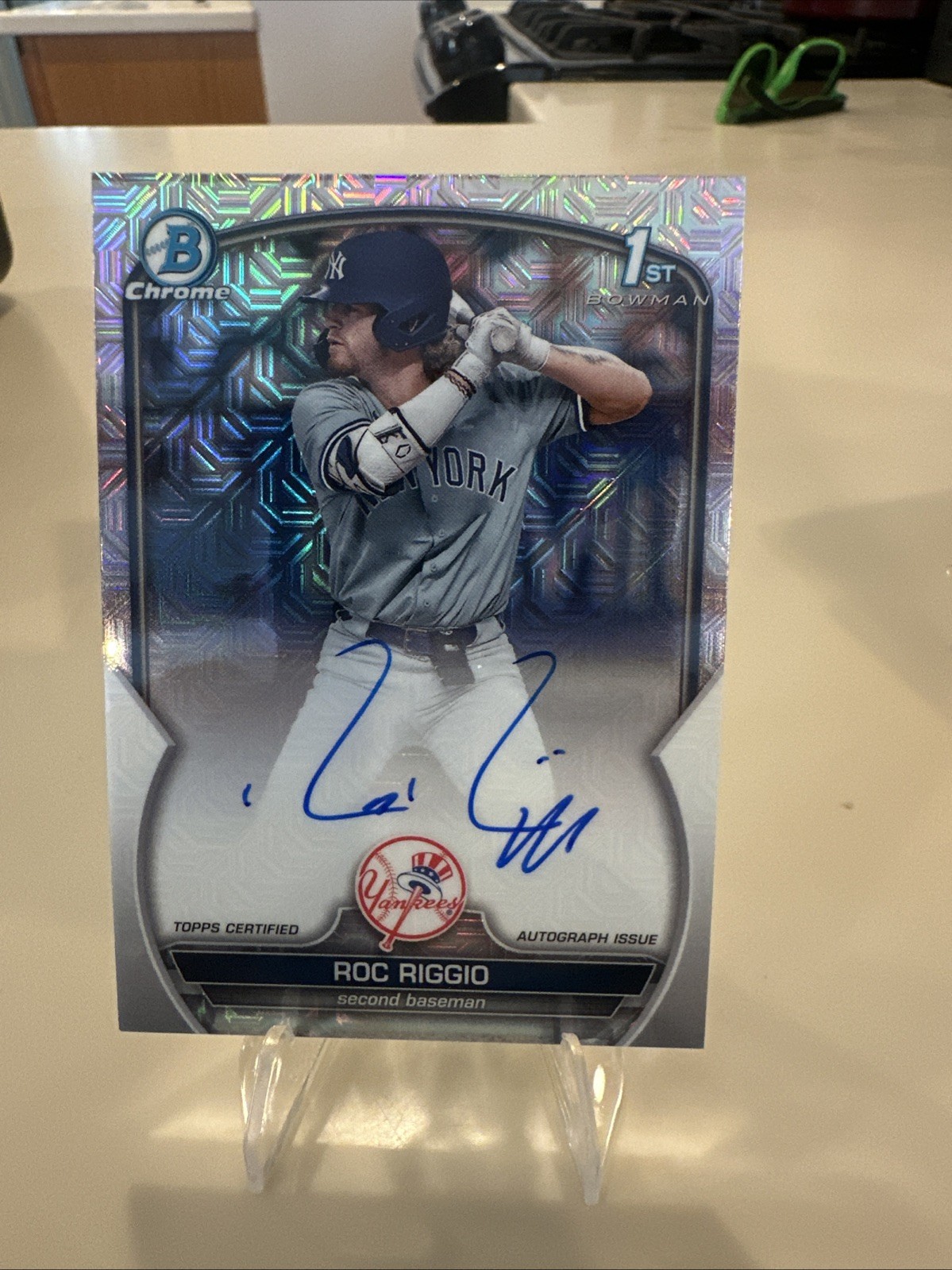 2023 1st Bowman Chrome Draft Roc Riggio Mojo HTA Choice Auto 48/150 RC Yankees