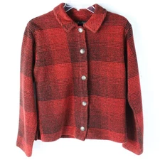 True Grit Button Up Sweater Women's Size Small Plaid Jacket Button Up