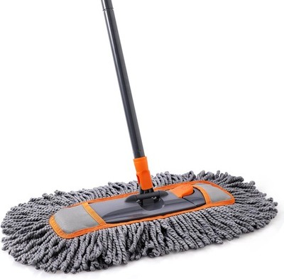 Microfiber Dust Mop for Hardwood Floor Cleaning, Dry and Wet Baseboard Gray 
