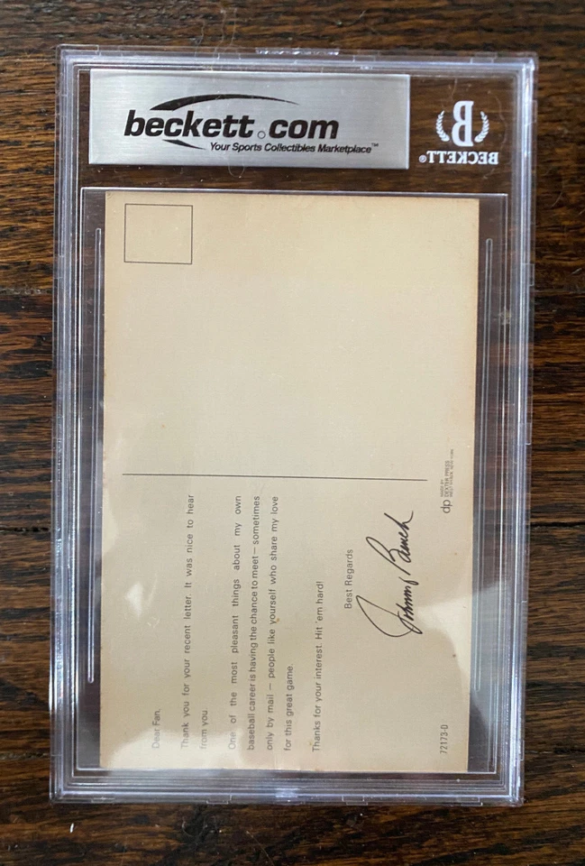 Rare Encased BAS Johnny Bench Signed / Autograph Cinci Reds Team Issued Postcard - Image 4 of 4