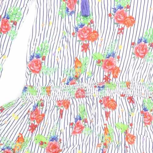 Very Womens White Floral Viscose Blend Basic T-Shirt Size 18 One Shoulder - Picture 11 of 12