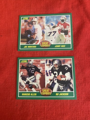 1989 Score Great Combos Joe Montana Jerry Rice marcus allen and bo jackson - Picture 6 of 9