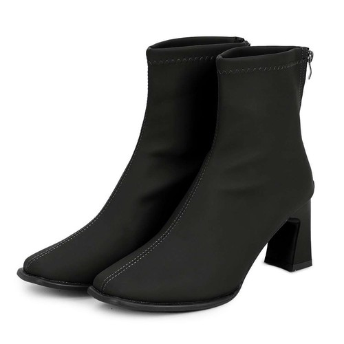Women Ladies Ankle Boot Square Toe High Chunky Heels Dress Booties Fleece Lined - Picture 13 of 14