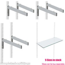 CHROME GLASS SHELF BRACKETS PAIR FOR UPRIGHT SUCTION PADS FOR HOLD THE GLASS 