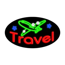Travel Glass Neon Sign 30"L x 17"H #14083