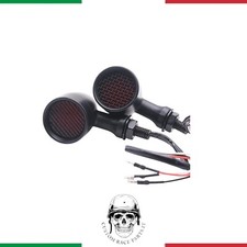 🇮🇹 FRECCE LED MOTO IN ALLUMINIO NERO OPACO HARLEY CUSTOM CAFE RACER SPECIAL 