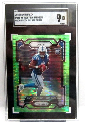 Anthony Richardson 2023 Prizm Neon Green Pulsar REFRACTOR Prizm Rookie SGC9!Colt - Picture 1 of 2