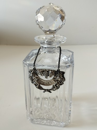 Antique crystal Scotch decanter Sterling Sliver label from prominent estate - Picture 3 of 7