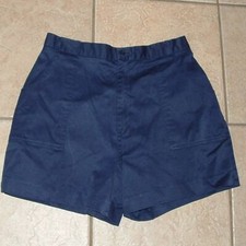 Navy Blue Sz 14 Casual Wear High Waisted Chino Shorts with Pockets LANDS END