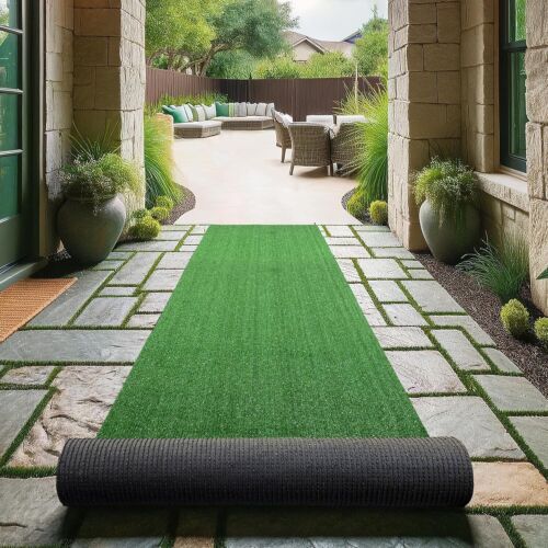 Lightweight Waterproof Grass Runner Rug 2'7" by 24" - Customizable for Any Space - Picture 3 of 9