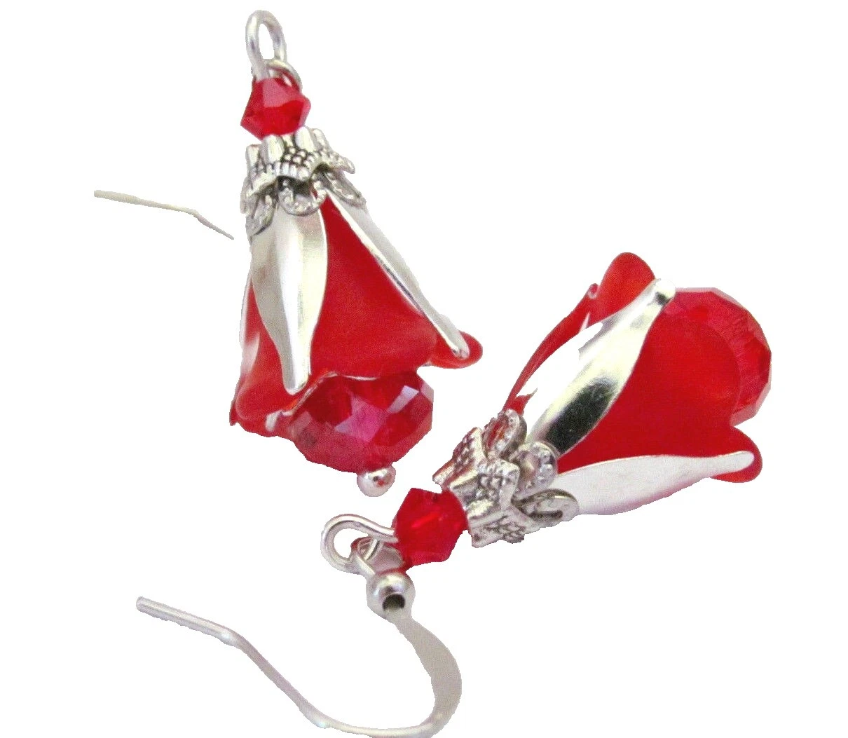 Crystal Lucite Silver Plated Fashion Earrings