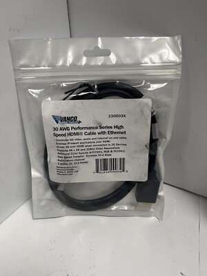(1) NEW Vanco HDMI High Speed Cable With Ethernet 277003X Installer