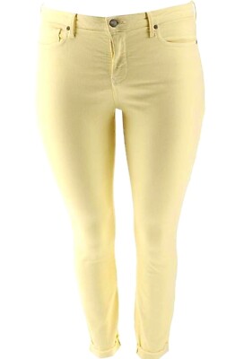 NYDJ Ami Skinny Ankle w/Cuff Marigold Yellow Denim Jeans Size 16 NWT $125
