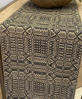 New ABIGAIL WEAVE Table Runner - BLACK and LINEN 32"x14" Primitive