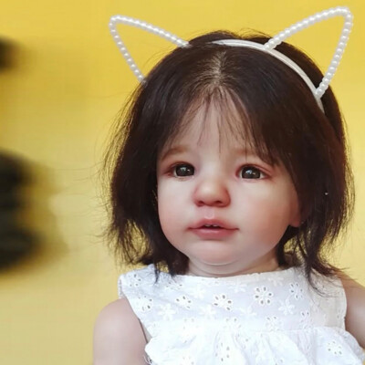 Handmade 28'' Finished Reborn Doll Toddler Girl Doll Cloth Body Rooted Hair Gift
