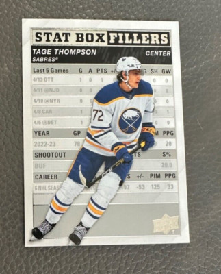 23-24 UD Series 1 Hockey Stat Box Fillers SB-19 Tage Thompson