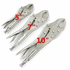 New 3pcs 5“ 7“ 10” Adjustable Milled TEETH Locking Grip Metal Plier Set