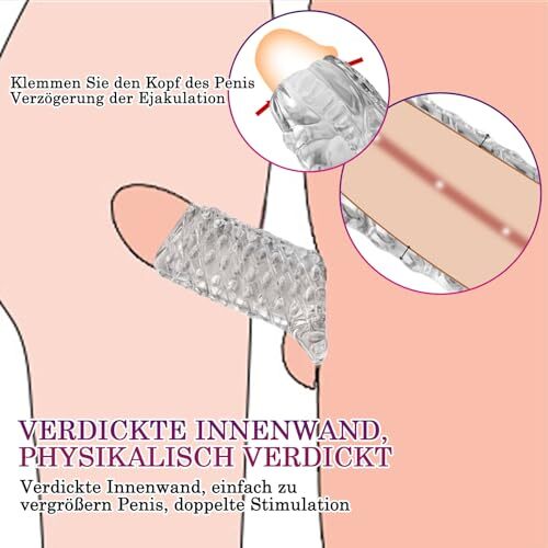 BDSMYEE Penishülle 2 PCS Set,Penis Sleeve Vorhaut Rückhaltung Transparent - Bild 4 von 8