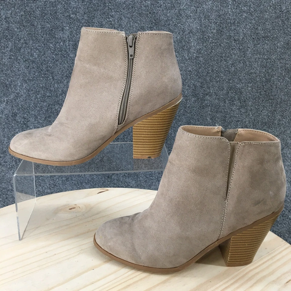 Banana Republic Botas Mujer 9 Botines Gris Taupe Tacones Bloque Informales Cremallera Foto 2 de 4