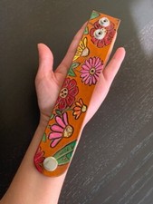 Handmade Leather Floral Cuff Bracelet Flowers Garden Boho Hand Made In USA New