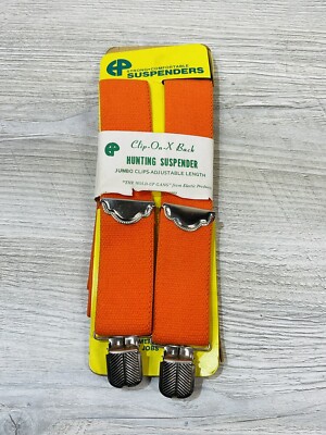NOS Clip Suspenders The Hold Up Gang Elastic Products Adjustable Hunters Orange