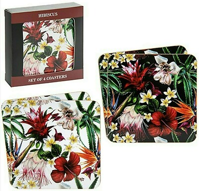 4er Set Untersetzer Hibiskus abwischbar Korkunterseite The Leonardo Collection