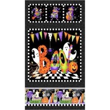 Halloween Boo Fabric Glow in Dark Ghost Pumpkin Cotton by Henry Glass 24" Panel