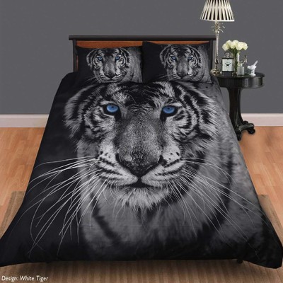 White Tiger QUEEN Quilt Cover Set. Animal Print. Seller: Samarias Manchester