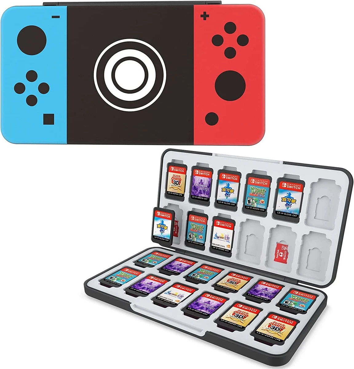 Game Card Case for Nintendo Switch Games, Hard Shell Protective and Durable  24 Slots Card & 24 Slots Micro SD Card Storage Holder Box