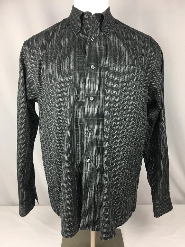 Camisa de vestir Eddie Bauer negra con botones 100 % algodón 16 x 34/35 mediana Foto 2 de 4