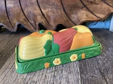 butter dish mid century mod fall autumn Thanksgiving Fall Plastic