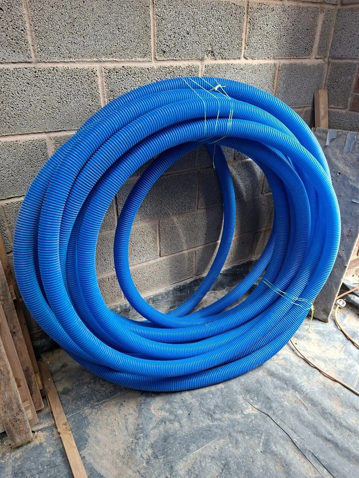 BLUE HDPE UNDERGROUND WATER MAINS CONDUIT DUCT TWIN WALL 50/63mm PIPE ...