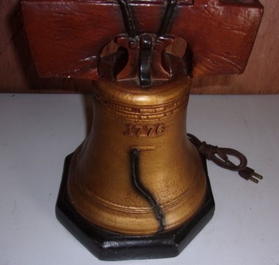 Vintage Wood and Ceramic Liberty Bell Lamp with Harp | eBay