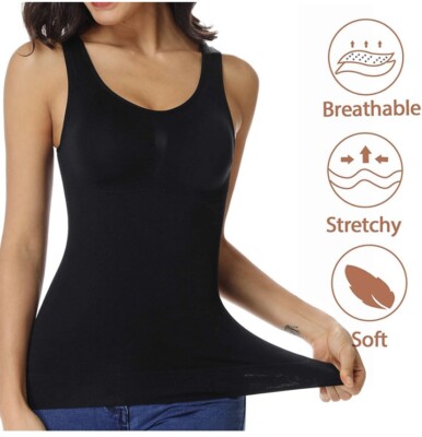 Compression Shaper Slimming Belly Tummy Slim Waist Shapewear Scoop Neck Top M-L