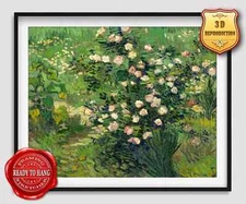 Vincent van Gogh Roses 3D Effects Texture Gel Handmade Ready to hang