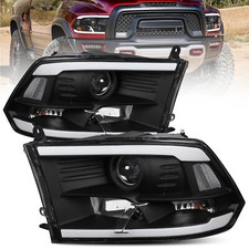 2pcs Black Headlights W Led Drl For 2009-2018 Dodge Ram 1500 2500 3500 Halogen