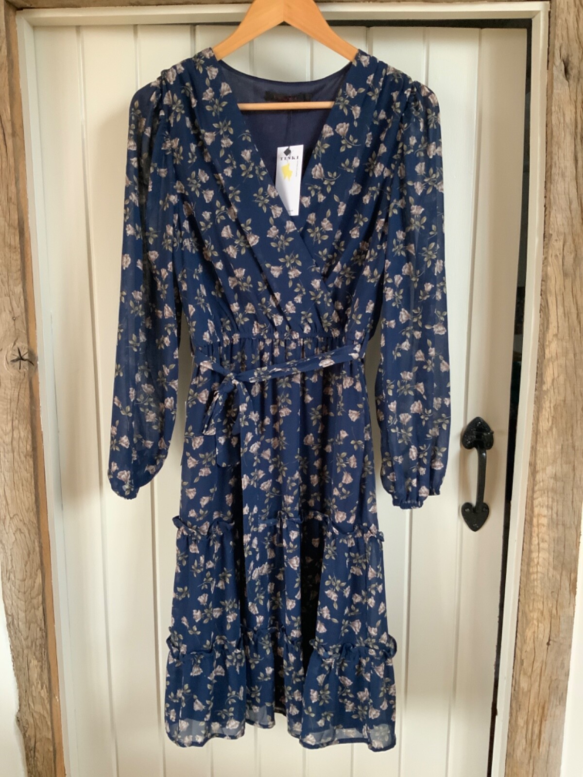 Silk Fred blue floral dress, size 12 