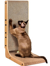 Cardboard Cat Scratcher for Indoor Cats, 26.8 Inch L Shaped Vertical Cat Brown