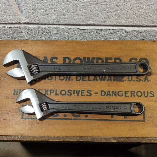 Proto USA 10” 12" Adjustable Wrench 2 Pc. Set Black Finish 710S, 712S
