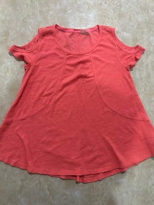 Calvin Klein CORAL Cold Shoulder Performance Dry Fit Top Size MEDIUM