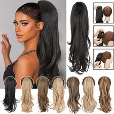 Drawstring Ponytail Clip in Hair Extension As Human Real Long Layered Pony Tail
