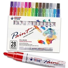  Paint Markers Pens Set Color Oil-Based Permanent Paint Marker, Medium Tip, 28