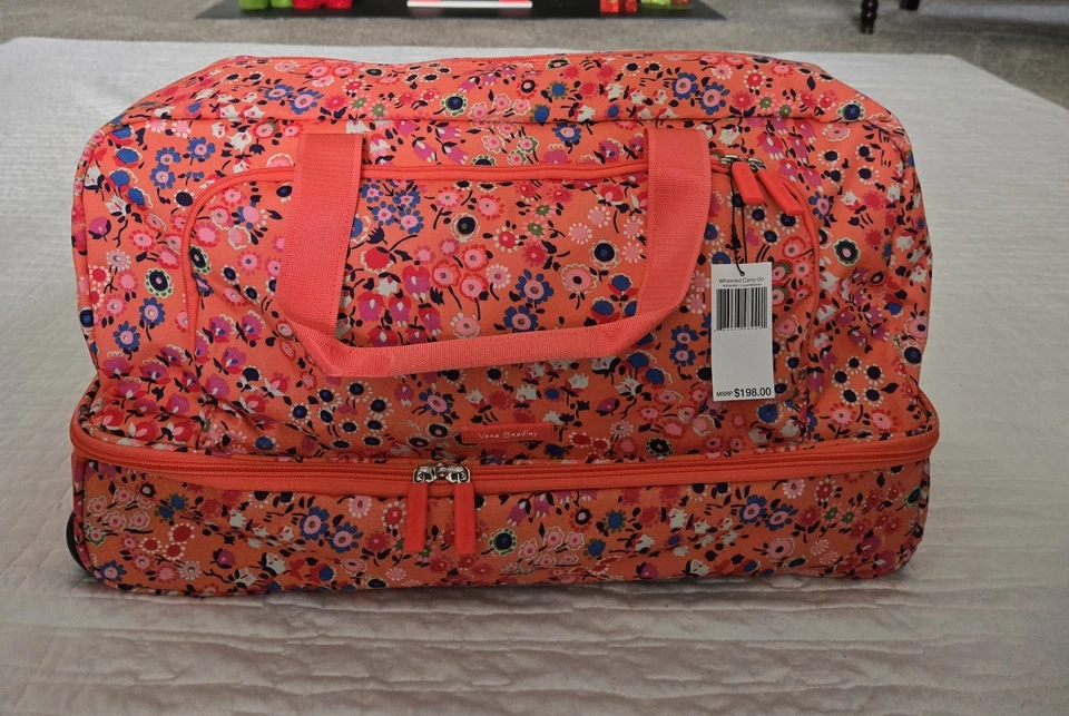 NWT Vera Bradley Wheeled Carry-On Duffel Bag – Coral Meadow MSRP $198 - Image 2 of 4