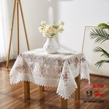 36 x 36 Square Tablecloth - Embroidered Table Cover 36" x 36" Square White